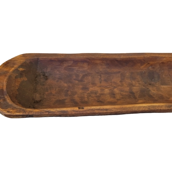 Hand Carved Wooden Dough Bowl Trencher Primtive Farmhouse Home Decor 18" x 15.5" - Picture 3 of 5